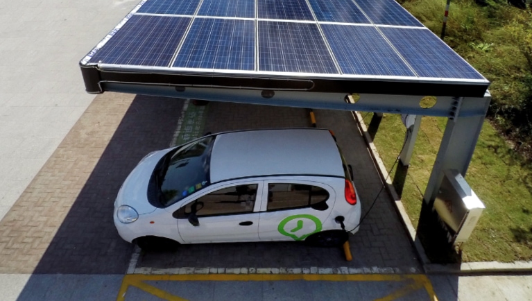 Electric car solar charging station